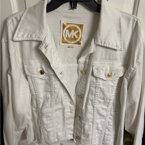 Michael Kors Women's Ivory Jean Jacket with Gold Buttons